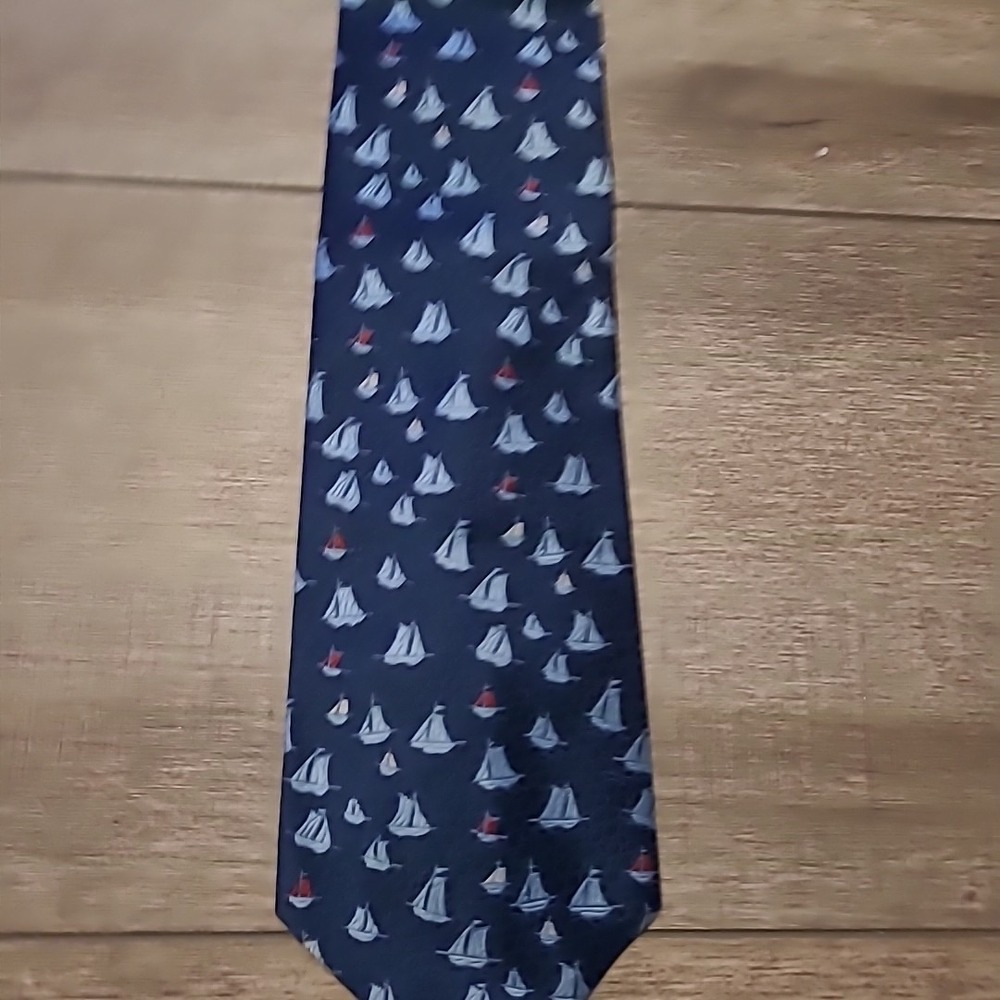 Vintage Andhurst Neck Tie Blue Sailboat Print Men's 53"x 4 1/4" 70s 80s - Picture 2 of 4